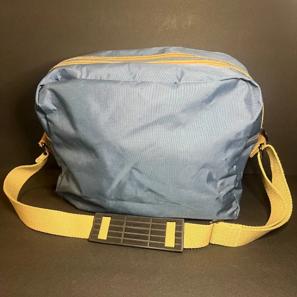 Vintage Samsonite Caribbean Soul Blue & Tan Nylon Travel Shoulder Bag 13 x 15